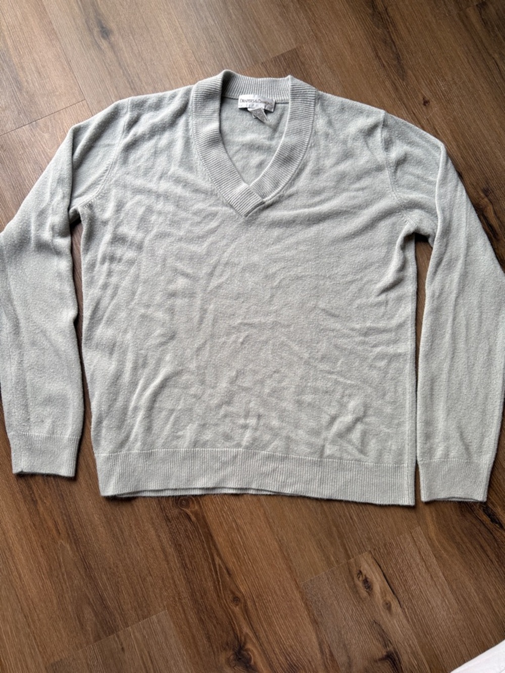 Light Gray V-Neck Crewneck Sweater - Classic Women's Knit